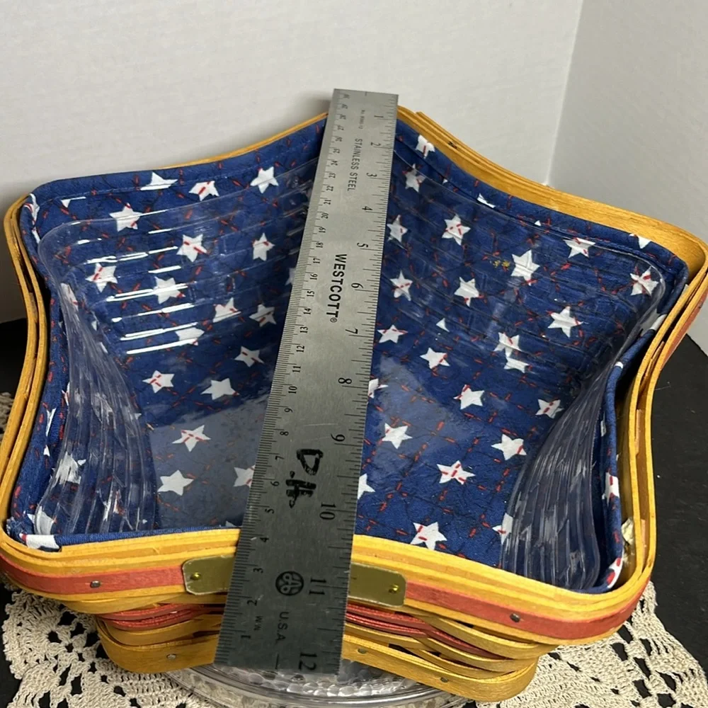 🇺🇸Longaberger 2001 Holiday Hostess Shining Star Basket Large Cloth Plastic Liner